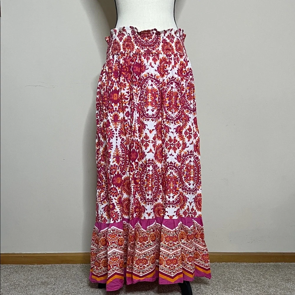 ⛱️🏖️🏝️Women's Pink Patterned Maxi Skirt